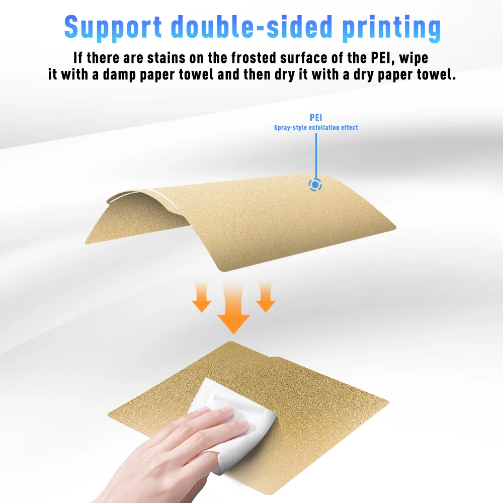 Para Bambu Lab A1 X1 P1P P1S 257*257MM placa de construcción PEI impresión de doble cara PEI hoja de acero de resorte texturizada pieza de impresora 3D - imagen 5