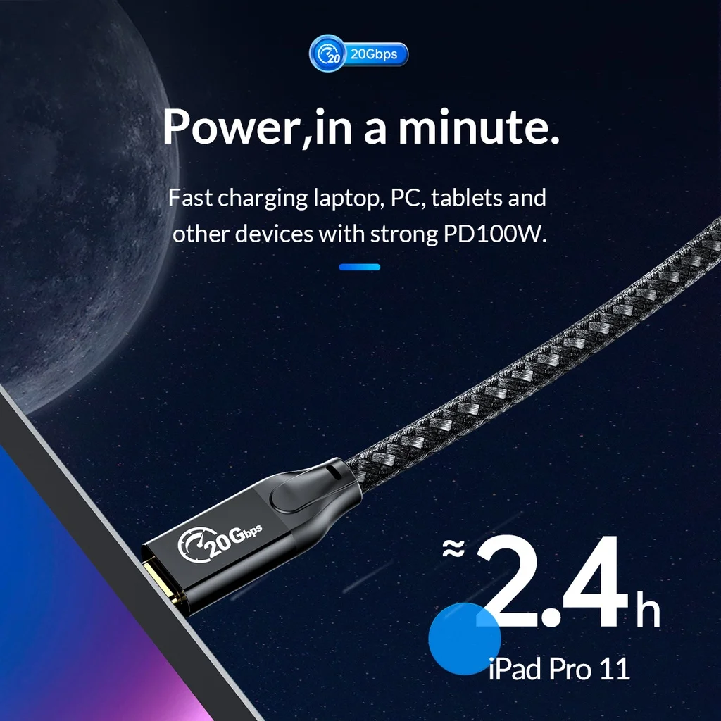 ORICO-cable de carga usb tipo c para teléfono móvil, dispositivo de transferencia de alta velocidad, PD, 100W, 20Gbps, 4K @ 60Hz, para xiaomi, huawei - imagen 4