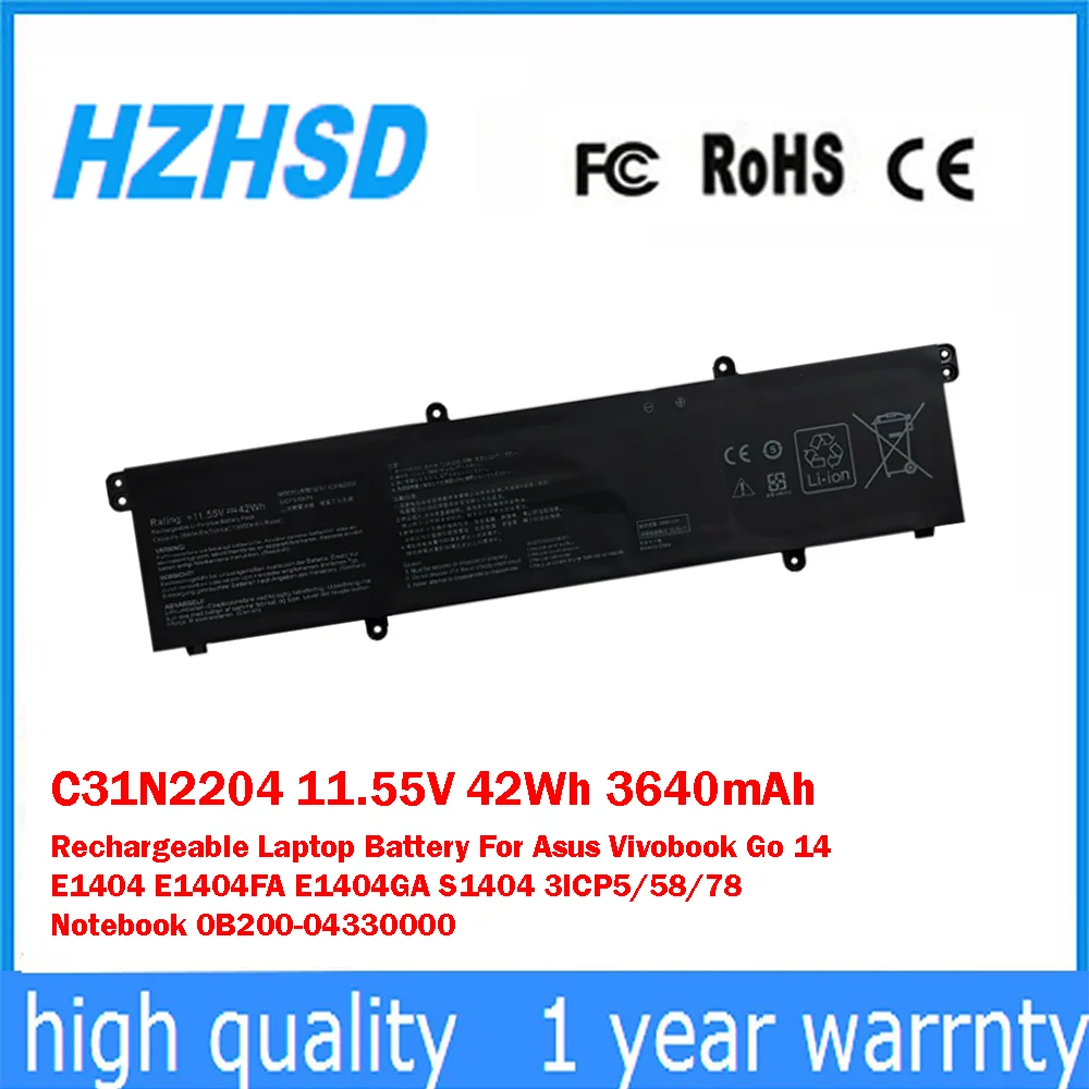 C31N2204 11,55 V 42Wh 3640mAh batería recargable del ordenador portátil para Asus Vivobook Go14 E1404 E1404FA E1404GA S1404 3ICP5/58/78 Notebook