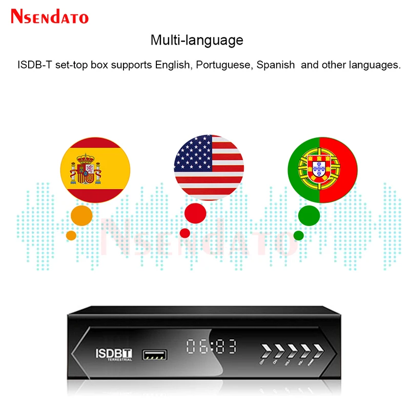 Caja receptora de TV de 1080P H.264 ISDB-T para Chile, Brasil, Perú, América del Sur, para sintonizador de TV Digital terrestre ISDBT HD