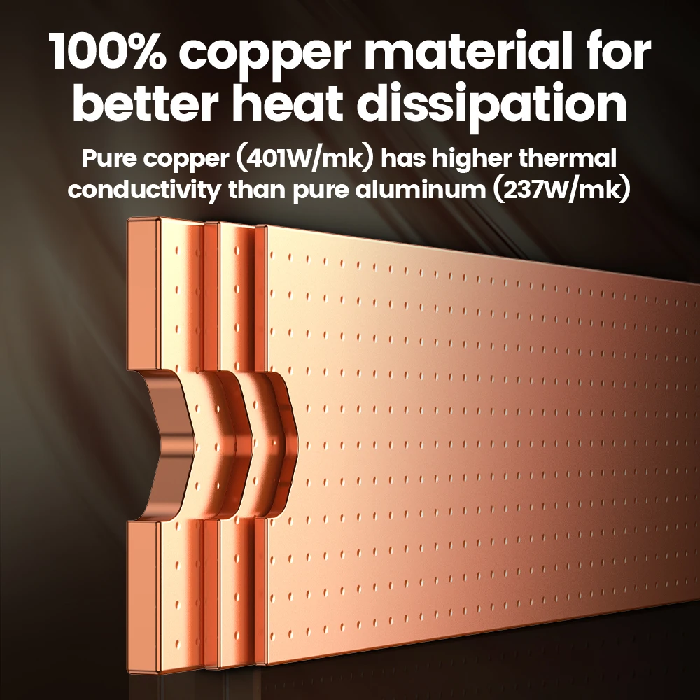 JEYI-disipador térmico M.2 de cobre NVMe 2280 SSD, radiador de disco de estado sólido con almohadilla térmica de silicona para ordenador portátil y de escritorio - imagen 4