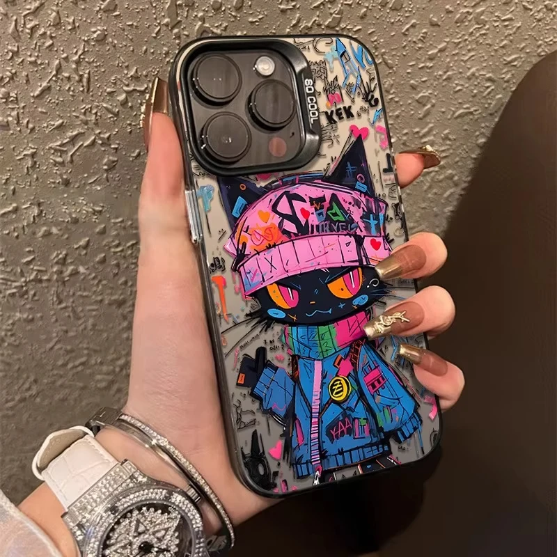 Funda de teléfono con dibujo de colores para iPhone 17 Pro 16 15 14 13 12 11 Pro Max 16 Plus 16E 17 Air XR X, funda trasera a prueba de golpes
