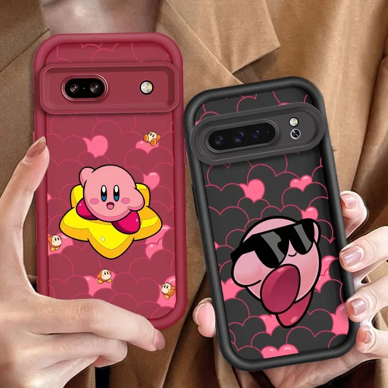 Cartoon Cute K-Kirbys Art Phone Case For Google Pixel 9 8A 8 7 7A Pro XL 5G Eye Ladder Soft TPU Shockproof Cover