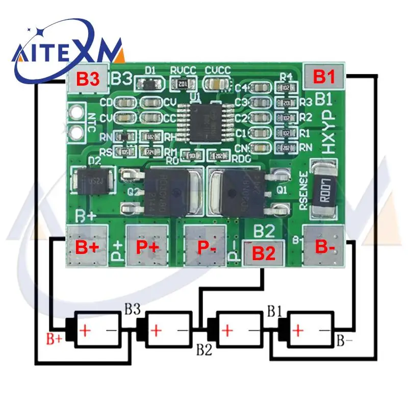 BMS 4S 3,2 V/3,7 V 8A LiFePO4/placa de protección de carga de batería de iones de litio 12,8 V 14,4 V 18650 32650 paquetes de baterías PCB 20A límite de corriente - imagen 3