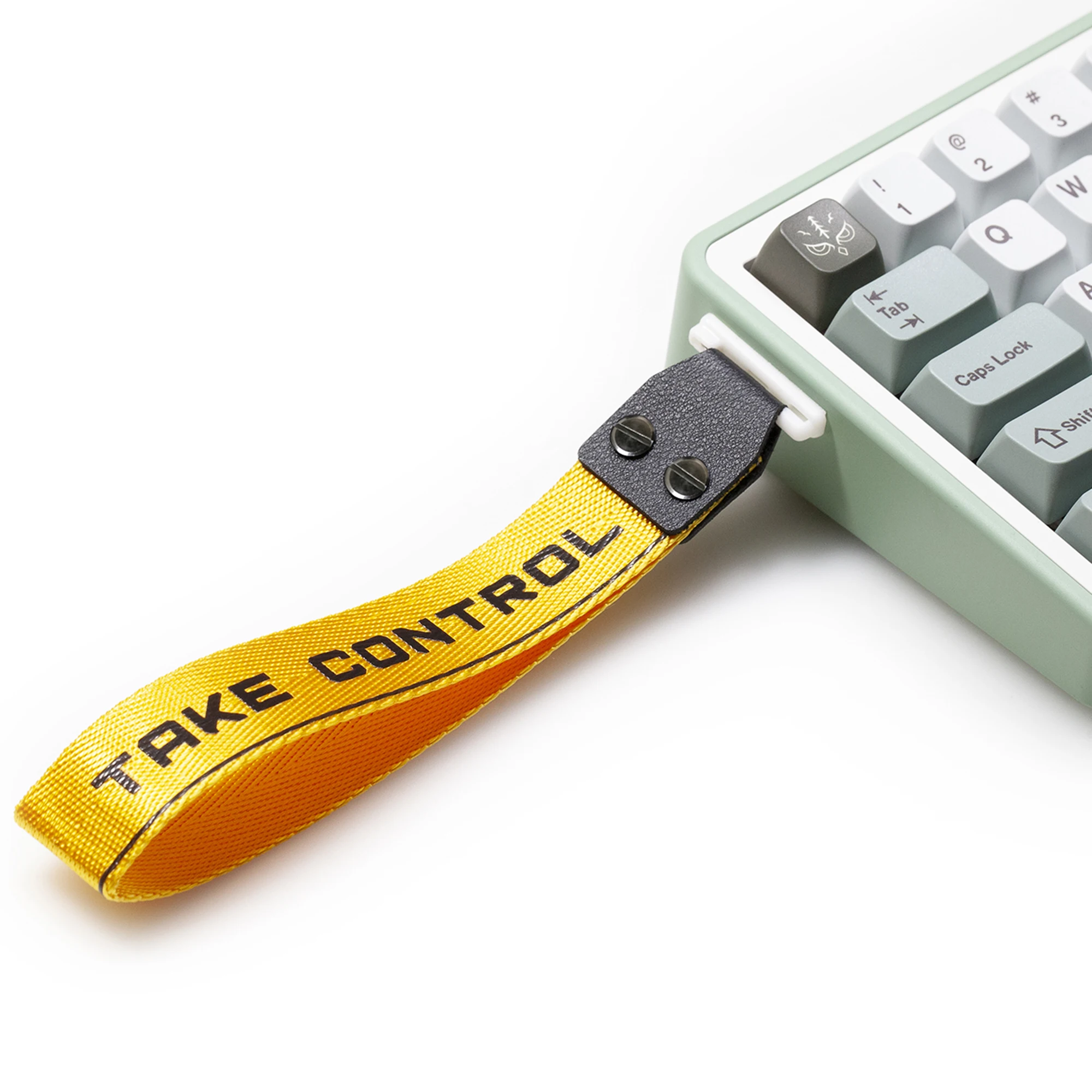 Latenpow Take Control Correa de nailon para teclado mecánico para juegos Correa decorativa pastable en blanco o negro Tornillos de PU Cinta 3M