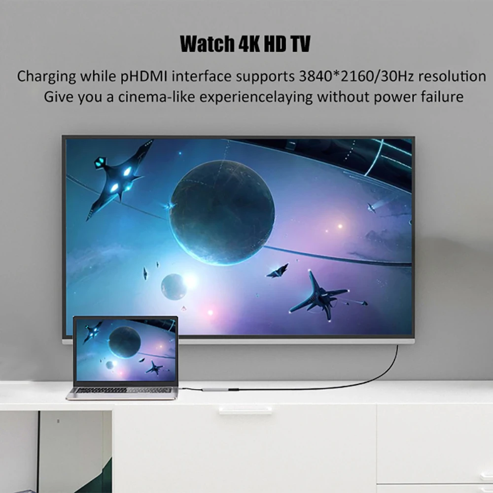 Estación de acoplamiento USB C 6 en 1, concentrador USB 3,0, concentrador USB C 4K tipo C a HDMI, adaptador divisor USB OTG para PC, portátil, Macbook Pro - imagen 4