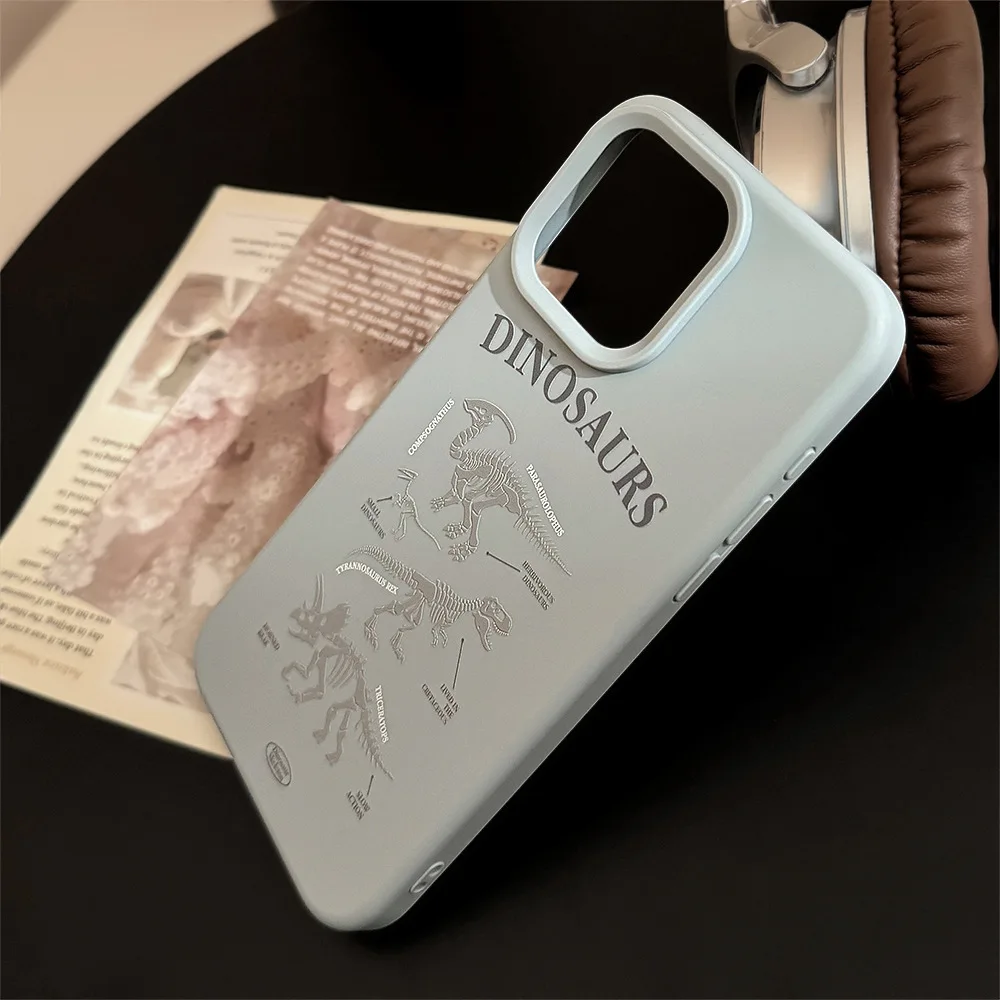 Funda de teléfono con esqueleto de dinosaurio para iPhone 17 16 15 14 13 12 Pro Max 11, funda de TPU suave Retro fresca para hombre - imagen 2