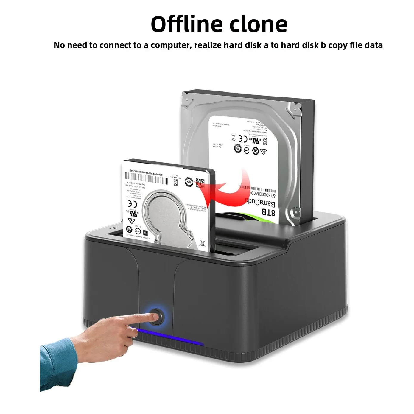 Estación de acoplamiento HDD IDE SATA USB 2,0 de doble bahía unidad de disco duro externa carcasa SSD de 2,5 "/3,5" lector de tarjetas HUB de respaldo de un solo toque - imagen 4