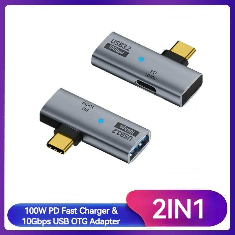 Adaptador USB tipo C de Metal, convertidor de carga rápida de 100W, USBC a USB OTG, disco U, para teléfono, tableta, Macbook, Notebook, Samsung