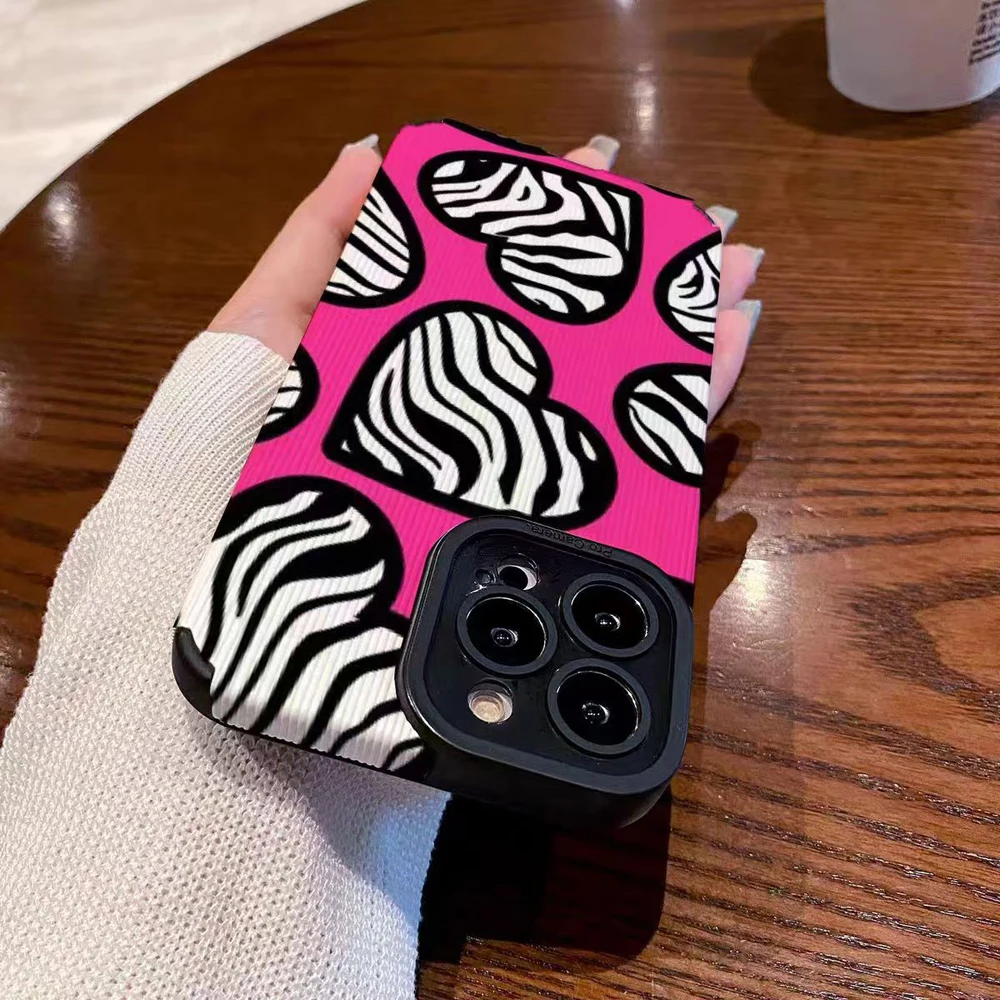 Funda de cuero de silicona con corazón de amor y cebra para Samsung Galaxy, A52, A54, A53, A34, A51, A23, A32, A31, A71, A72, A73, A14, A13, A12, S21, S22 Plus - imagen 3