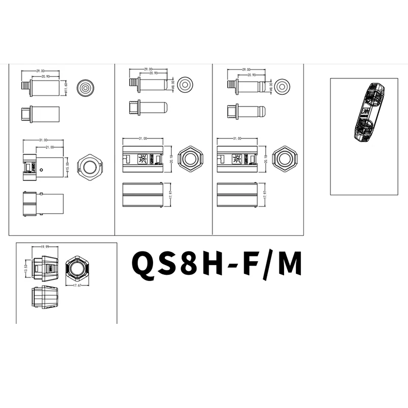 Conector antisalpicaduras 320A QS8H QS10H 60A-250A Terminal plateado QS12H enchufe de batería de litio modelo de avión de alta corriente - imagen 4