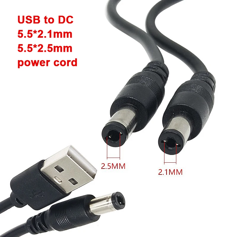 Cable de carga USB a CC 5,5*2,1mm/5,5*2,5 cable de alimentación con núcleo de cobre cable de conversión DC005 cable de carga de 5V CC