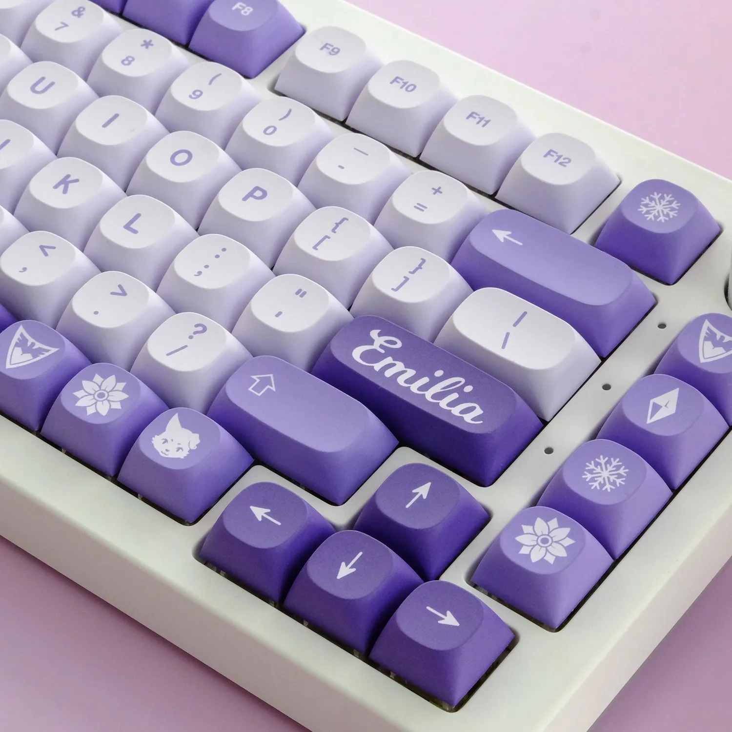 1 Juego de teclas clon GMK Frost Witch PBT Dye Subbed, teclas moradas, perfil MA, teclas a prueba de luz para interruptor MX Wooting 60 80 - imagen 4