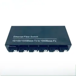 Xicom-conmutador de medios ópticos Gigabit SC monomodo 6 * fibra 2 * RJ45 convertidor de medios de interruptor de fibra Ethernet 100/1000M con fuente de alimentación