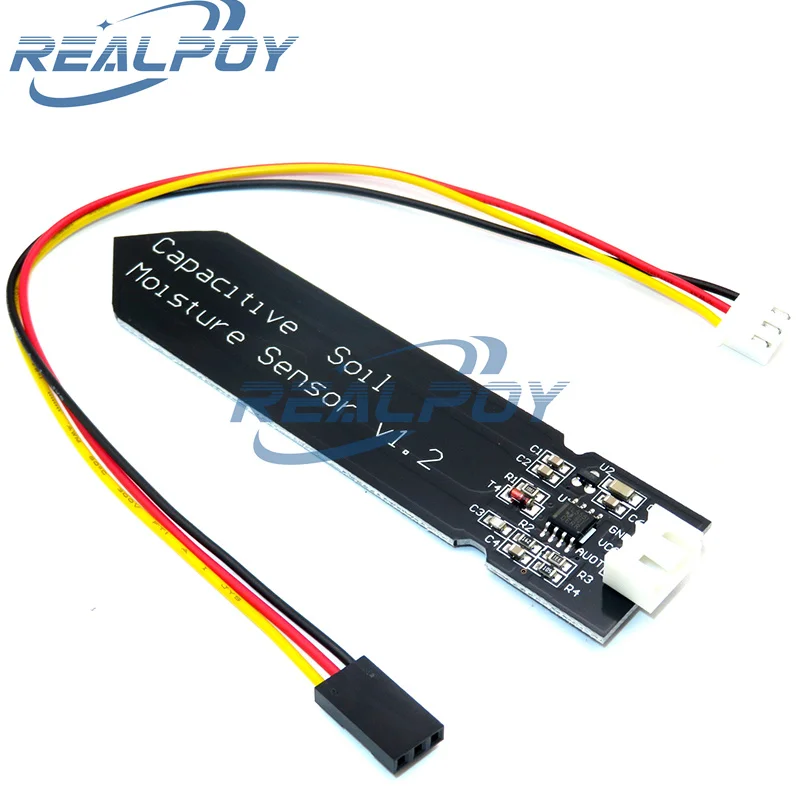 Módulo capacitivo de sensor de humedad del suelo, cable de amplio voltaje resistente a la corrosión, Sensor capacitivo analógico de humedad del suelo V1.2