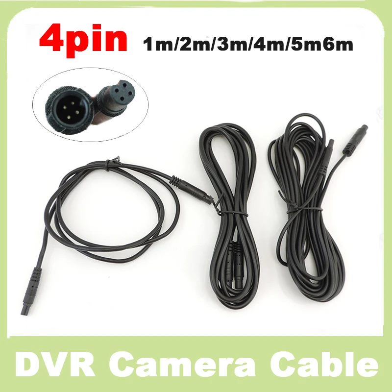 Cable de extensión de cámara DVR de coche, Conector de visión trasera de vehículo, Cable de cobre de 4 núcleos, macho a hembra, Monitor HD, 1-6m