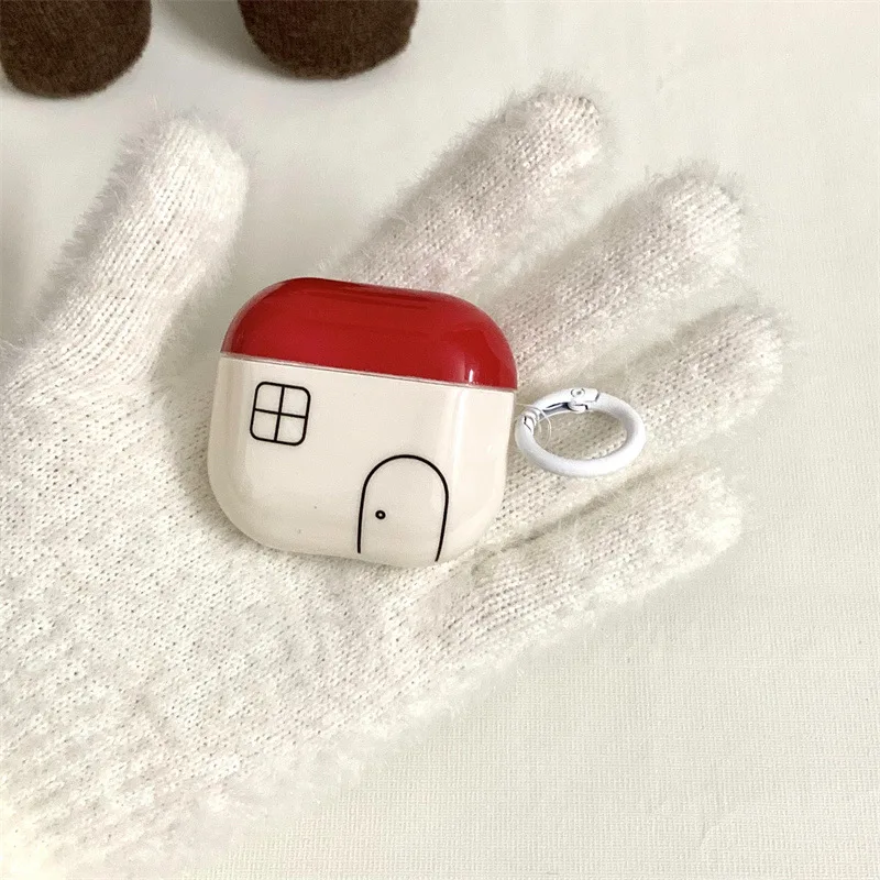 De Corea ins Casa pequeña roja creativa con colgante funda para auriculares para AirPods 1 o 2 3 4 Pro 2 funda para auriculares Bluetooth - imagen 3