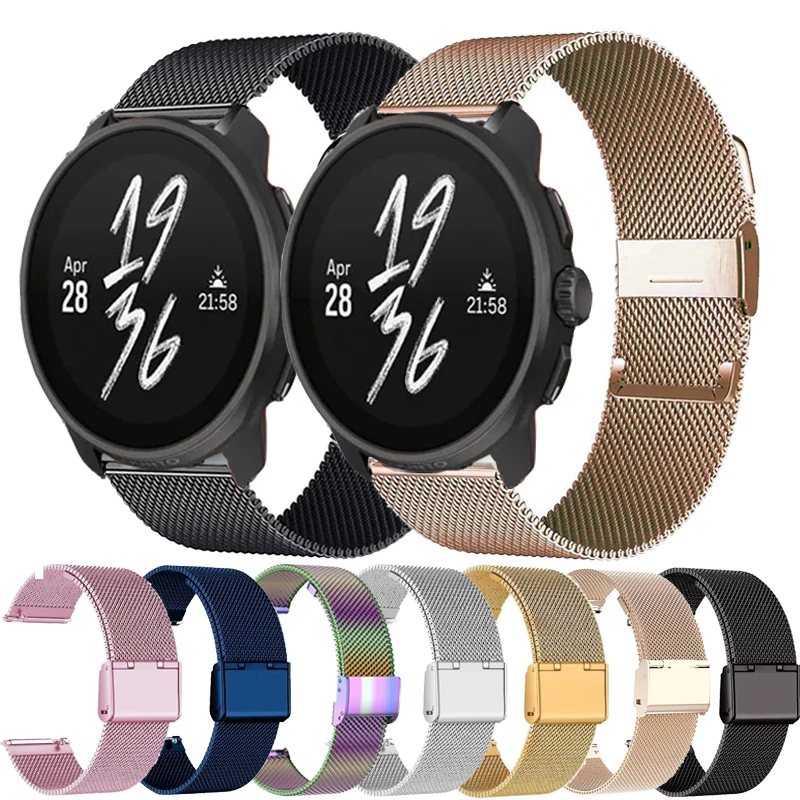 Correa de Metal de acero inoxidable de 22mm para Suunto 5 9 Peak Pro/DLC hebilla milanesa para Suunto Ocean/RACE S pulsera Vertical