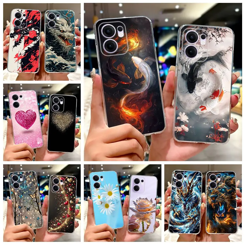 Para Oppo Reno 13F 5G funda Reno13 FS CPH2699 Linda funda pintada Koi de la suerte funda de teléfono delgada suave para Oppo Reno13 F 4G Reno13F Shell