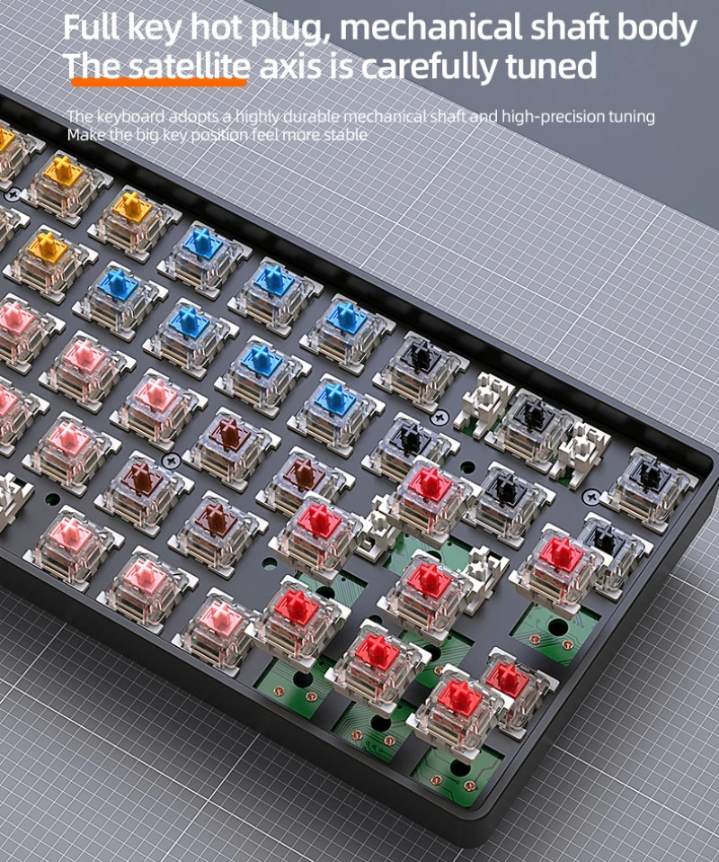 Teclado Mecánico Español con Ñ K68 Inalámbrico 68 Teclas Hot Swap Diseño 68% Español con la Ñ Ruso Coreano Árabe Teclado Mecánico Conexión Bluetooth Receptor Mini USB Tipo C Ergonomía - imagen 4