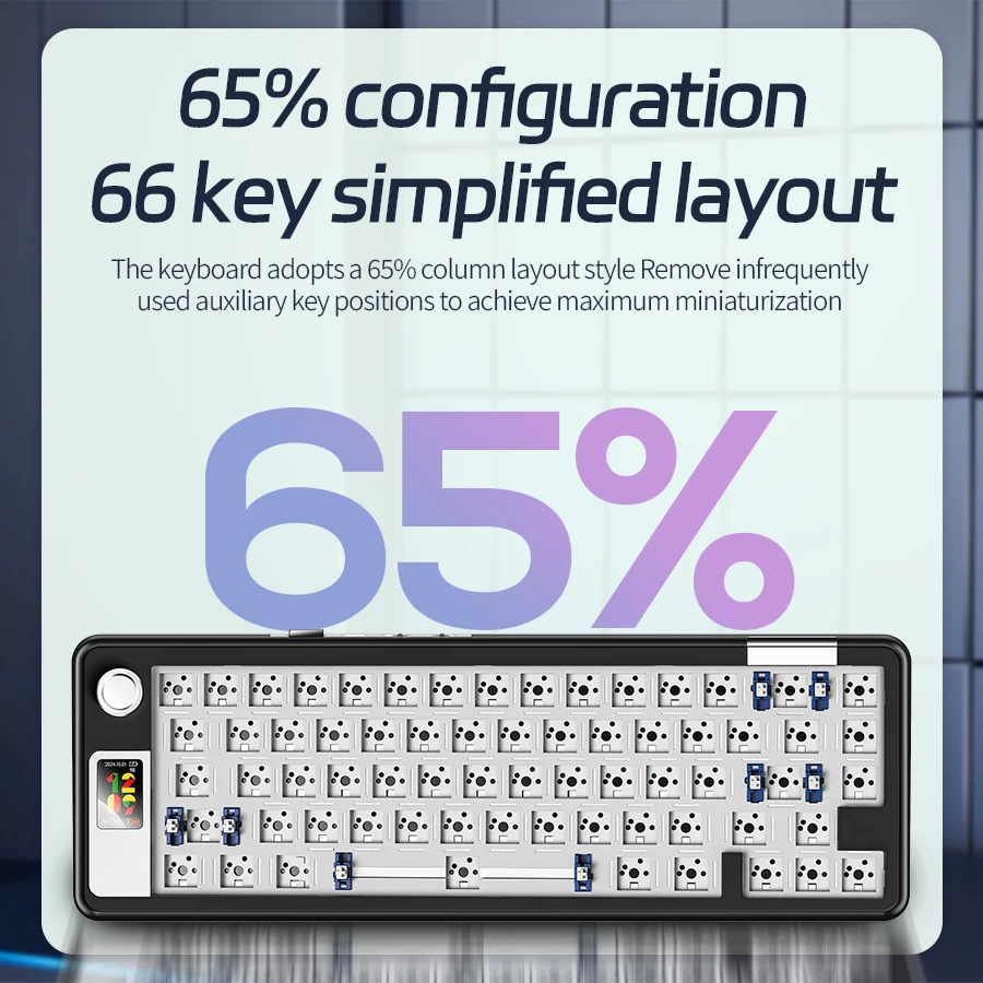 YINDIAOY65S Kit de teclado mecánico intercambiable en caliente 3 mod Bluetooth 2,4G estructura de junta retroiluminada RGB inalámbrica con pantalla de visualización - imagen 3