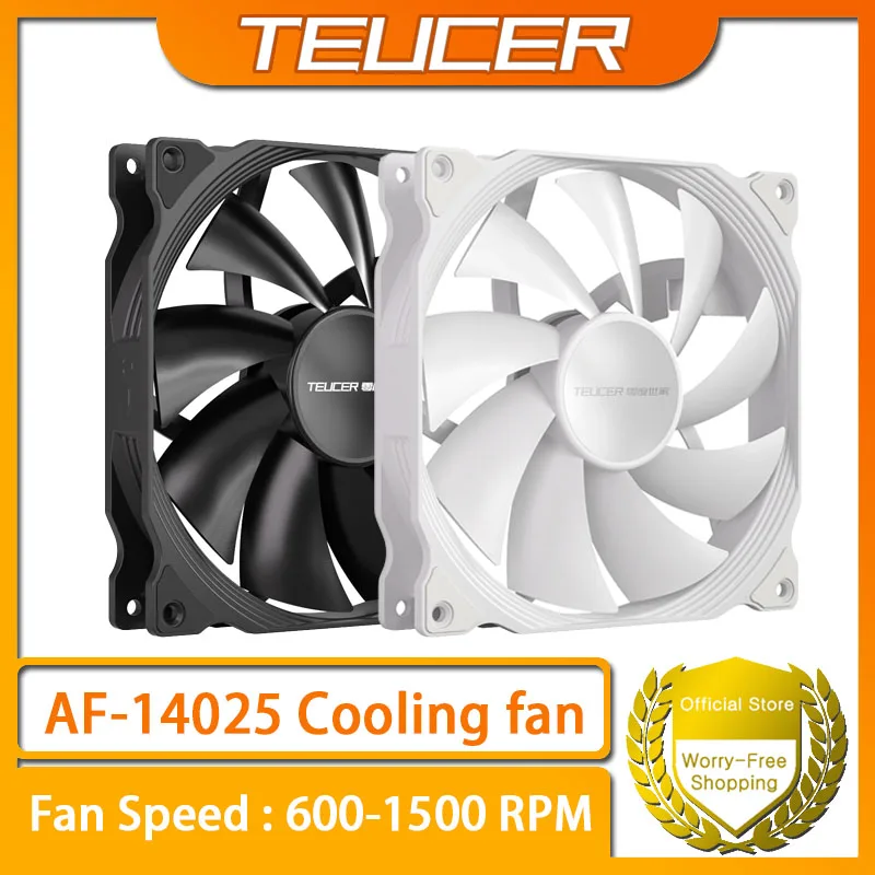 TEUCER 14cm ventilador con cubierta 4PIN PWM rodamientos hidráulicos 12V ventilador de refrigeración de PC de alto rendimiento disipación de calor del chasis de la computadora