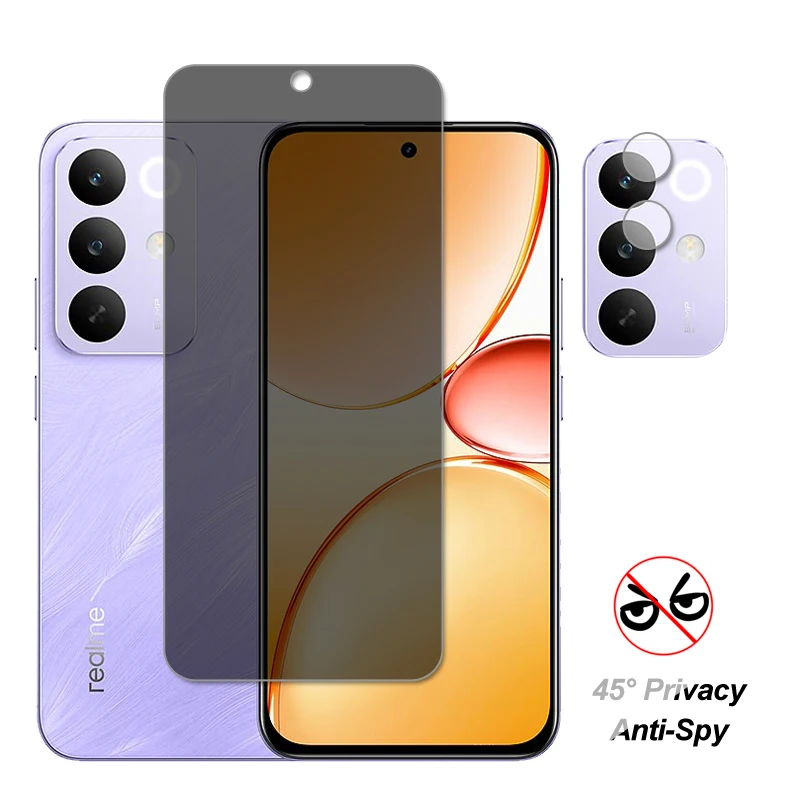 Para Realme C85 Pro Glass Realme C85 Pro Protector de pantalla privacidad vidrio templado película protectora de lente de cámara de teléfono para Realme C85