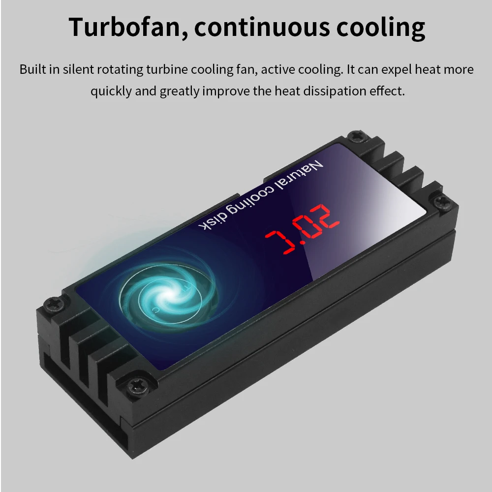 TISHRIC M.2 unidad de estado sólido chaleco de disipación de calor disipador de calor SSD M2 Nvme con pantalla de temperatura ventilador Vortex se enfrenta rápidamente - imagen 2