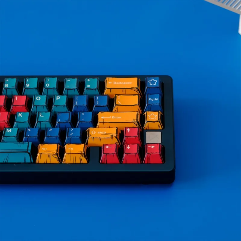 Juego de teclas de paleta Manga, 145 teclas PBT, tapa de teclado colorida personalizada, perfil de cereza, teclas para juegos, accesorios para teclado mecánico - imagen 4