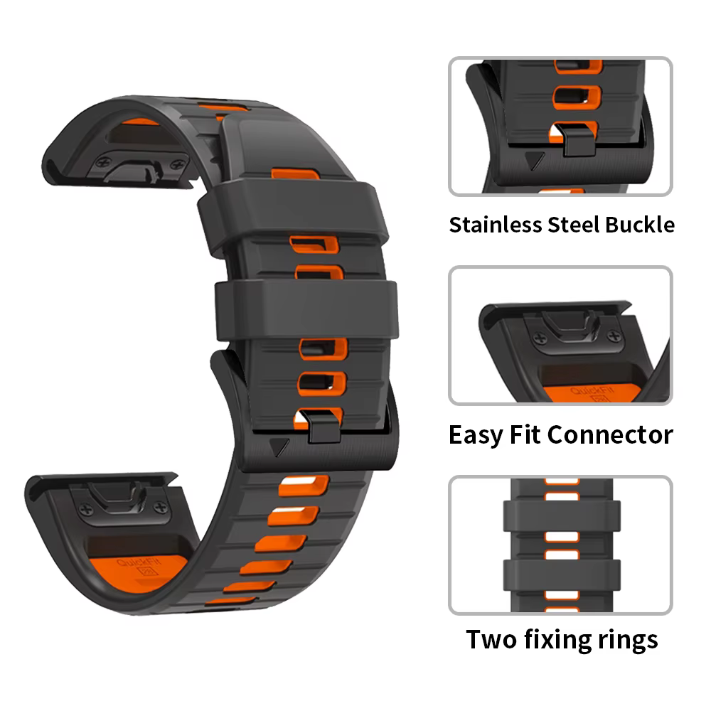QuickFit-Correa de silicona de dos tonos, 22mm, 26mm, para Garmin Fenix 6X, 7X Pro, 5, XPlus, Epix Pro Gen 2, 47mm, 51mm, correa de reloj TACTIX DELTA - imagen 3