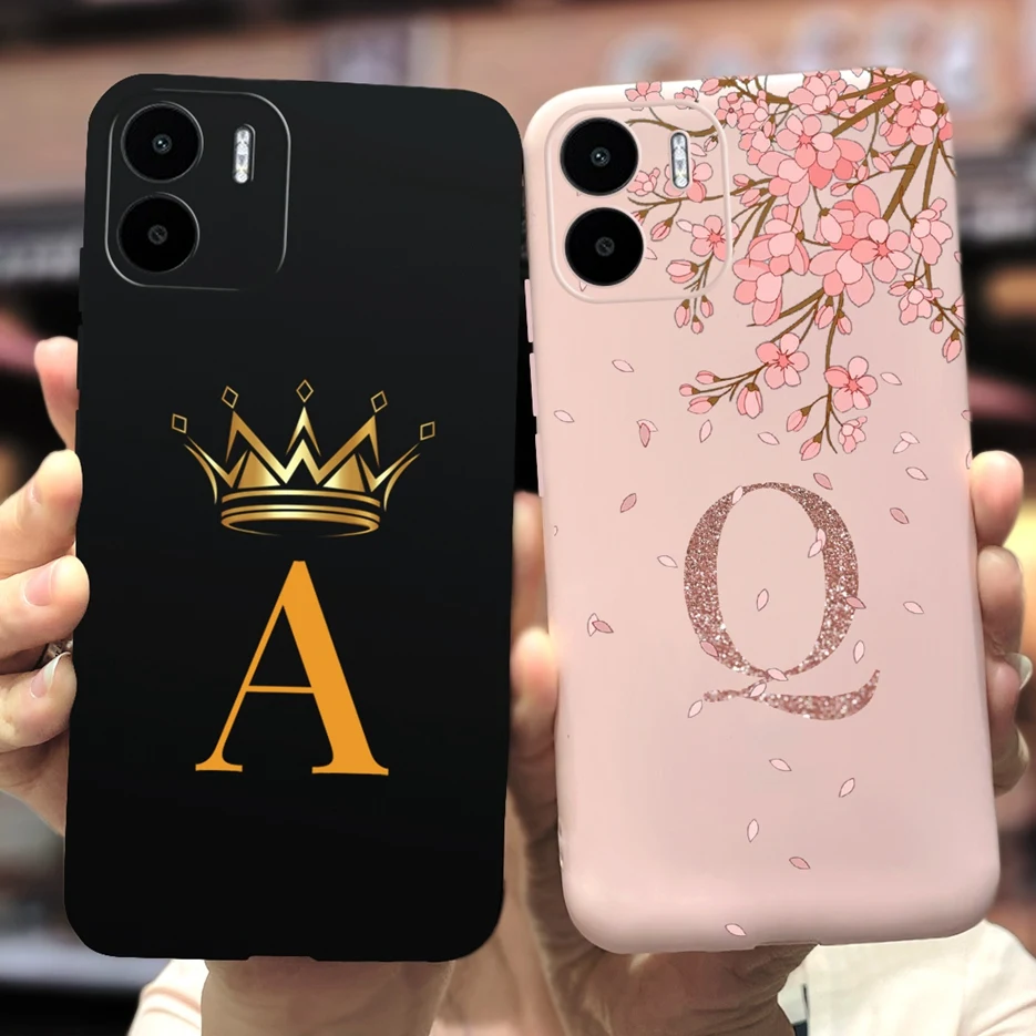 Para Xiaomi Redmi A1 funda 2022 nueva corona flores pareja letras cubierta suave funda de teléfono de silicona para Xiaomi Redmi A1 Plus A1 + Shell