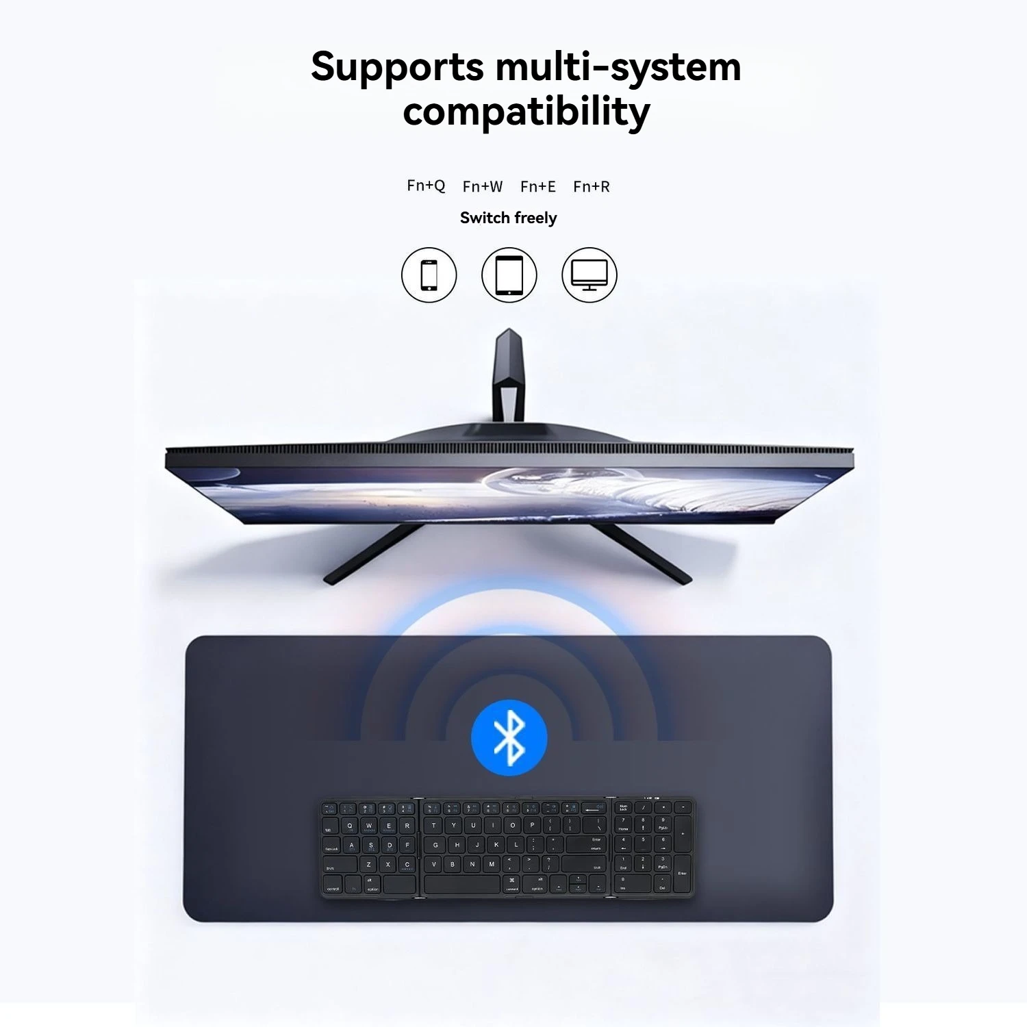 Teclado Bluetooth de triple pliegue, ultrafino, portátil, para IPad, Touch Pad, portátil, inalámbrico, teclado numérico plegable, accesorios de regalo - imagen 4