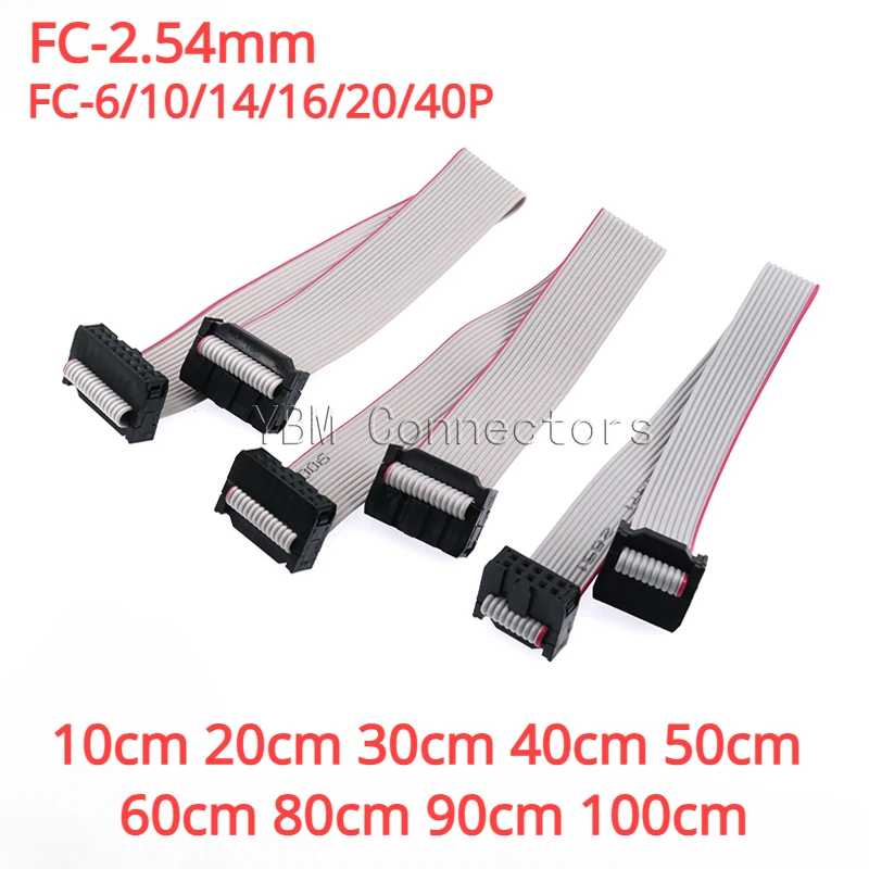 2 uds 2,54 MM paso JTAG ISP AVR Cable de descarga FC-6/10/14/16/20/40P conector 10cm 20cm 30cm 40cm 50cm 60cm 80cm 90cm 100cm