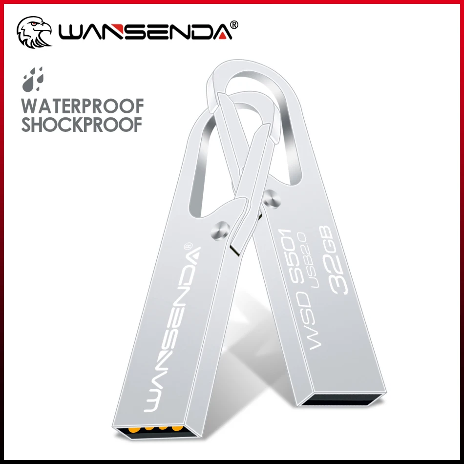 Nuevo WANSENDA USB 2,0 unidad Flash llavero Pen Drive 4GB 8GB 16GB 32GB 64GB Pendrive portátil Metal USB Memory Stick