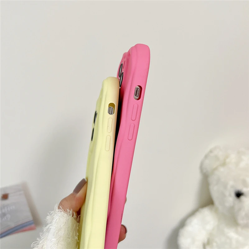 Bonita funda de teléfono ondulada y rizada de caramelo para iPhone 14, 13, 12, 11 Pro Max, 14 Plus, 13 Pro Max, parachoques de silicona suave, cubierta protectora de moda - imagen 5
