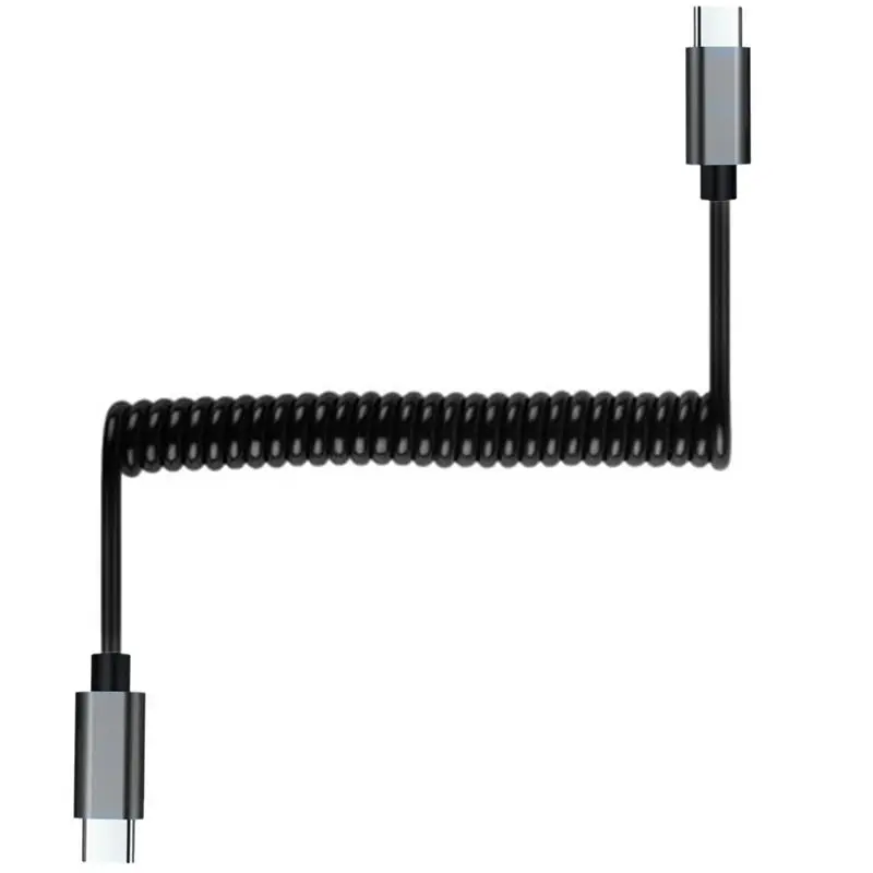 Cable de carga de resorte de carcasa de Metal de 1m y 3m, USB tipo C macho a macho, Compatible con Cable de carga rápida de coche 15 Pro Max/15 Plus - imagen 2