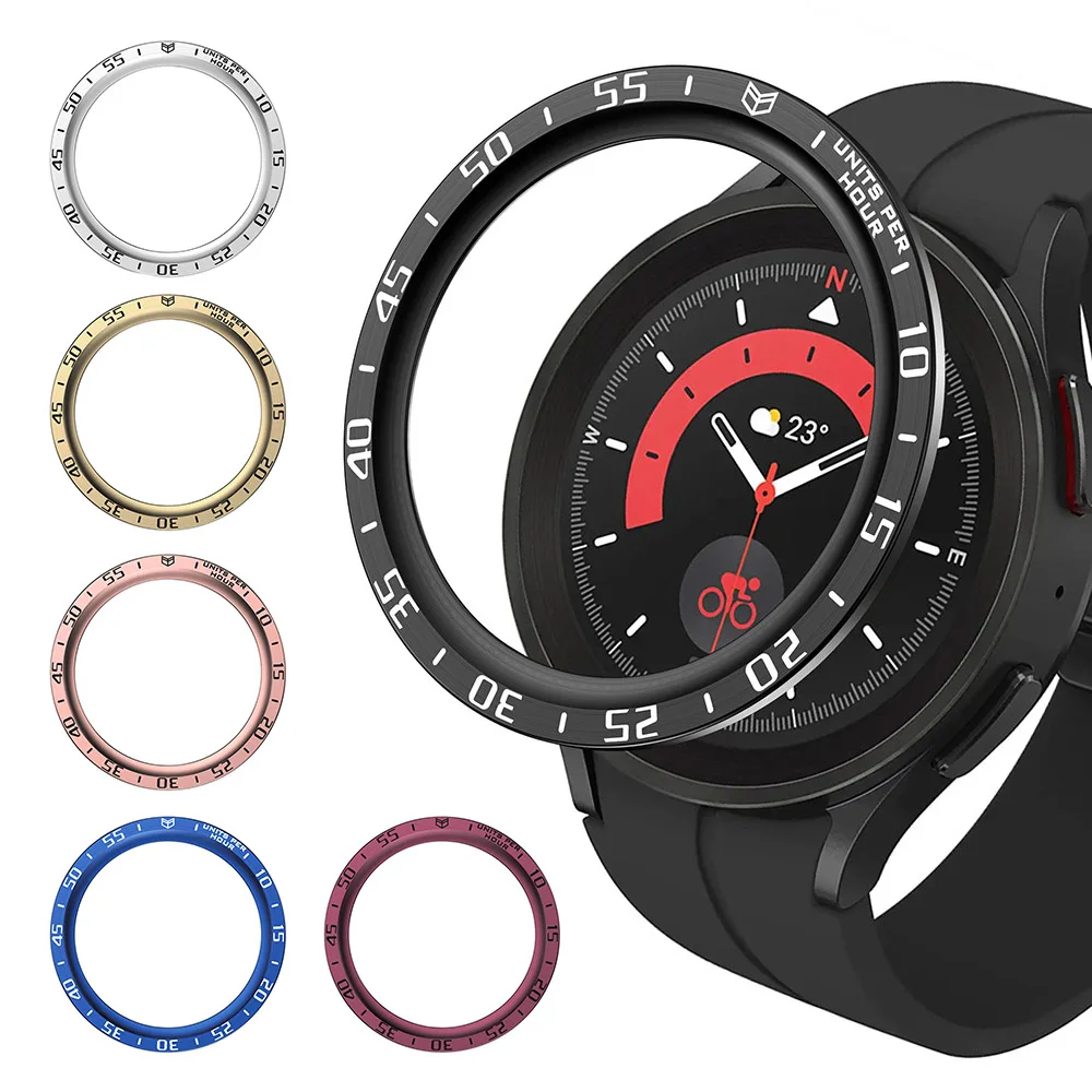 Anillo de estilo de bisel para Samsung Galaxy Watch 5 Pro, marco de acero inoxidable de 45mm, funda antiarañazos