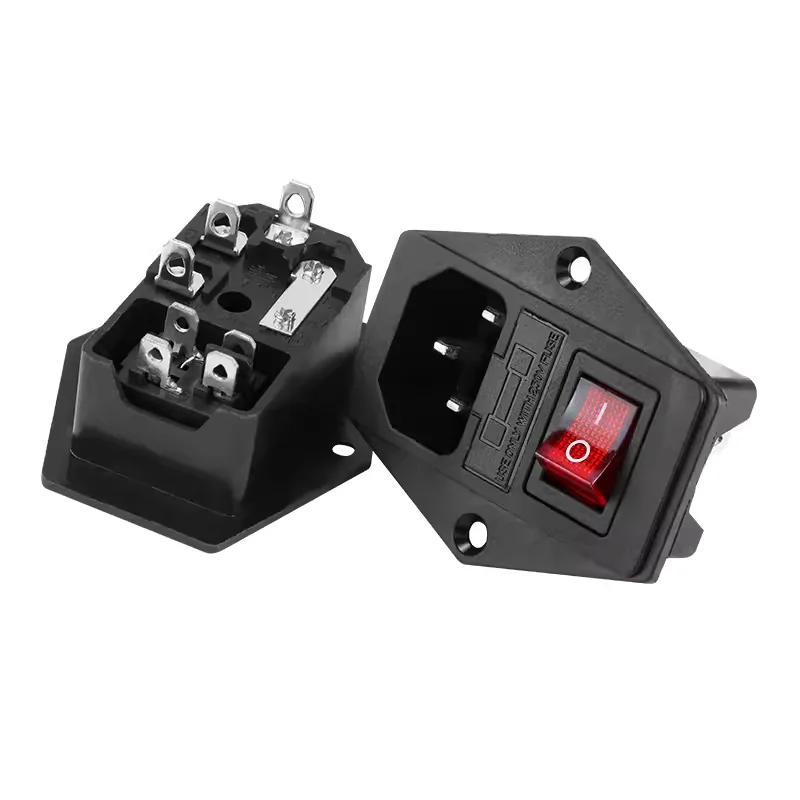 AC-08 AC01A con enchufe macho fusible de 10A 250V con interruptor de barco SwitchRocker enchufe de clavija Triplex de alimentación de 4 pines con terminales de fijación - imagen 2