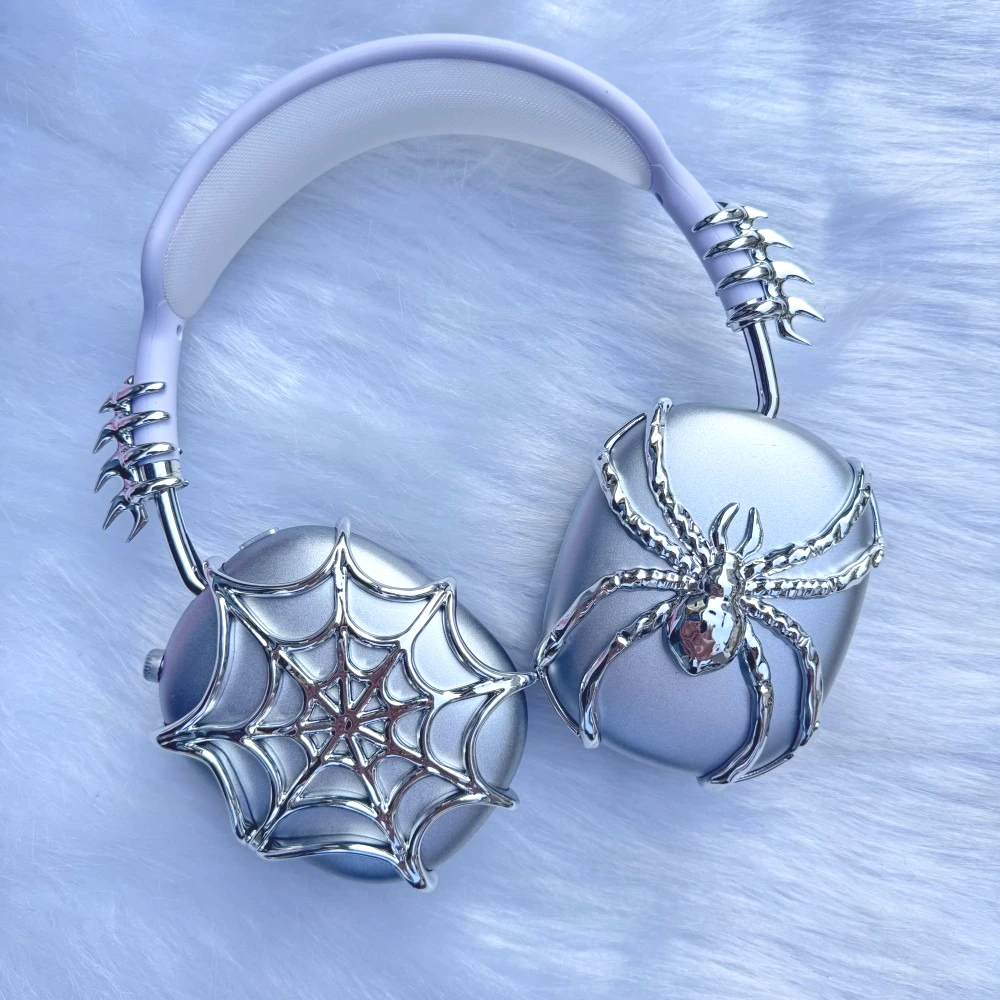 Funda para auriculares Airpods Max CoverY2k, funda para auriculares personalizada de araña plateada, accesorios, réplica de Airpods Max, regalo de decoración para auriculares