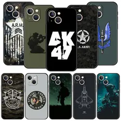 Funda TPU iPhone Táctica Antigolpes Suave Negro Insignia Ejército