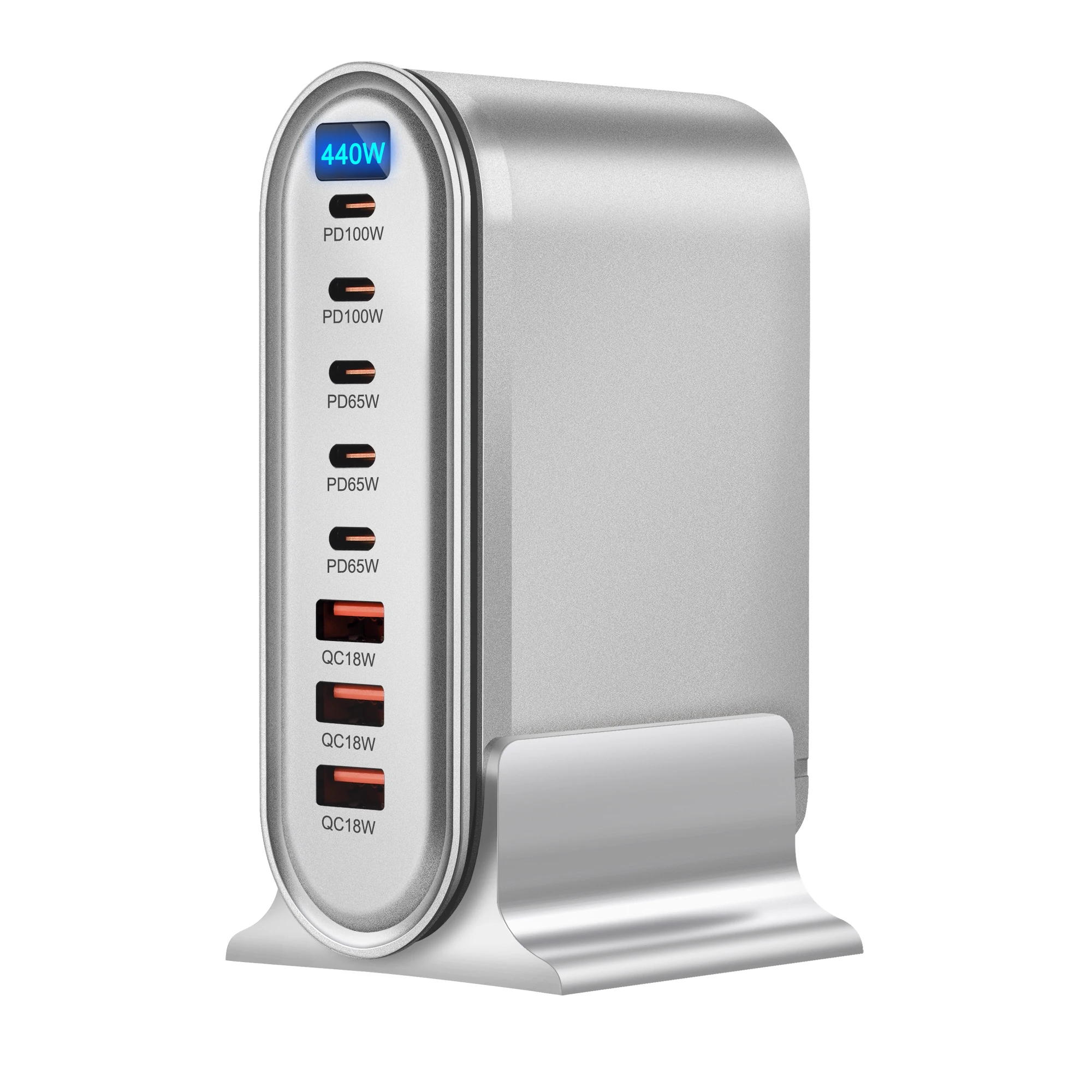 Cargador GaN PD de 440 W, estación de carga rápida USB de 8 puertos, cargador de escritorio multipuerto para iPhone 16/Pro/Max, Huawei, Samsung - imagen 3