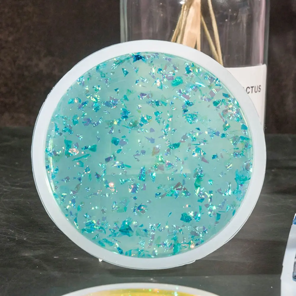 Moldes de fundición de resina de posavasos redondos de artes fluidas transparentes, herramienta de molde de fabricación de ágata colgante de joyería epoxi de silicona, accesorios de bricolaje - imagen 2