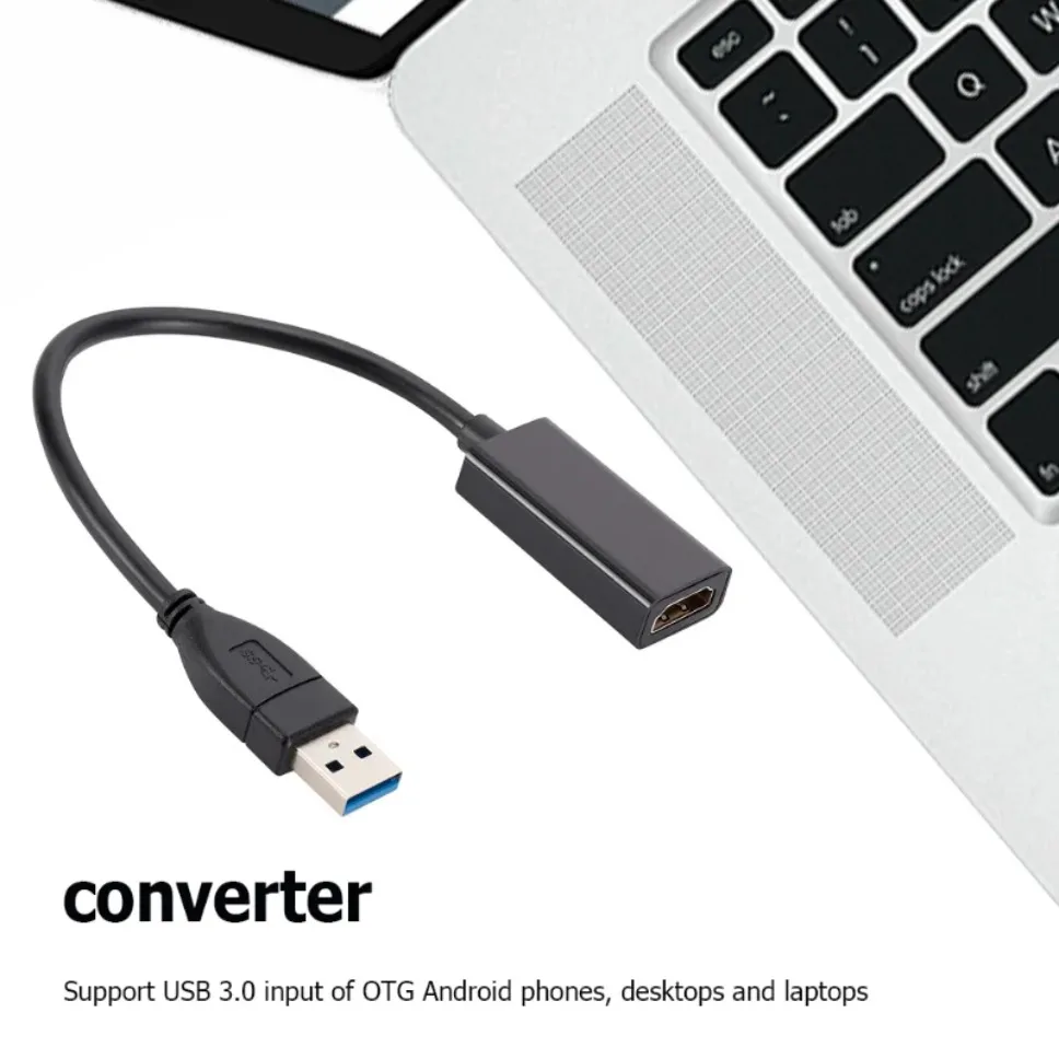 GRWIBEOU-Adaptador USB 3,0 a HDMI, 1080P, convertidor de Cable portátil USB 3,0 a HDMI para proyector, HDTV, PC, portátil, Windows - imagen 4