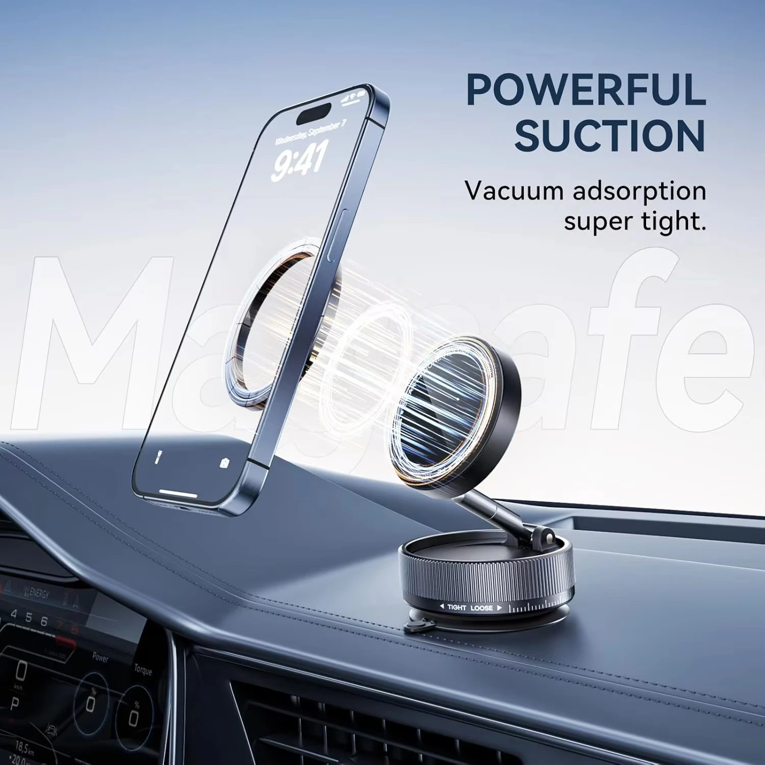 Soporte magnético para teléfono con succión al vacío K10 con rotación de 360 grados, soporte para teléfono plegable magnético manos libres para coche/superficie lisa - imagen 5