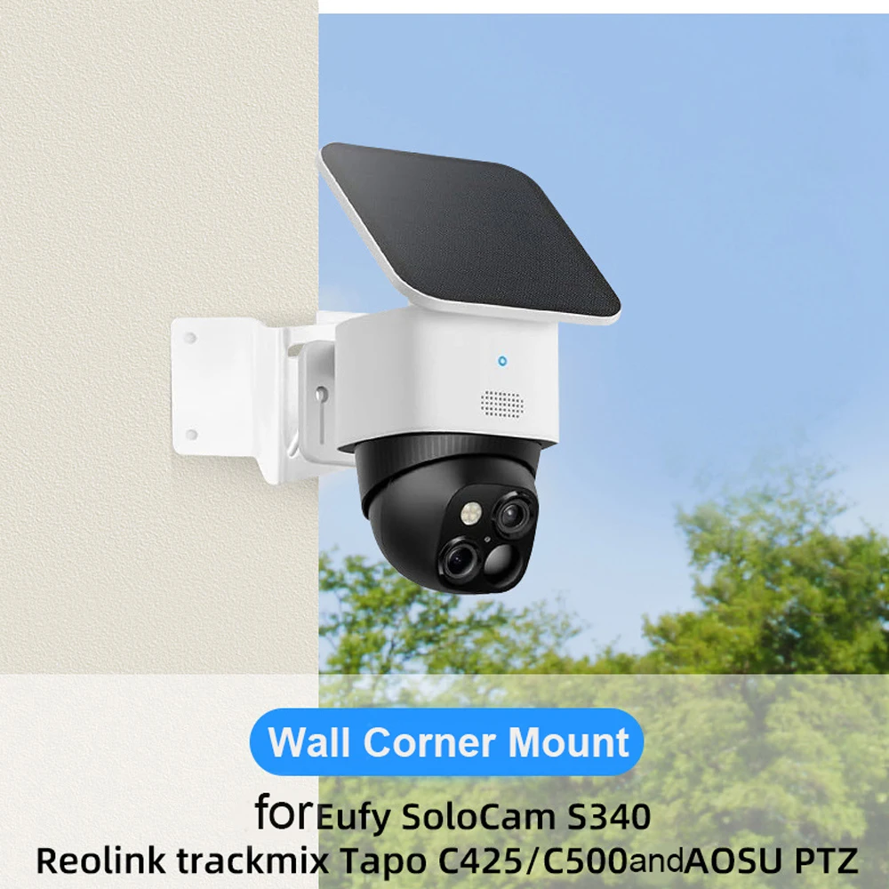 Soporte de Metal de montaje en esquina de pared para Eufy SoloCam S340 soporte de acero inoxidable soporte de esquina de montaje para cámara PTZ - imagen 4
