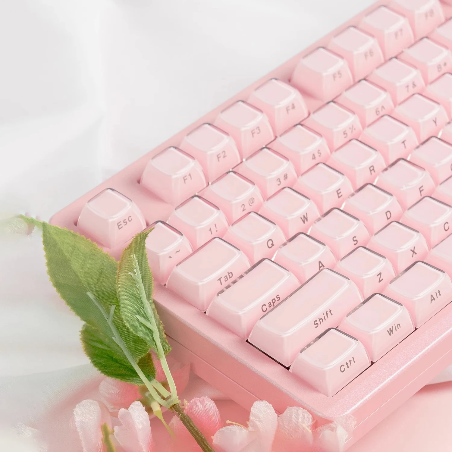 Teclas con diseño ISO de gelatina rosa, 136 teclas, teclas ABS transparentes de doble disparo con iluminación lateral para interruptores MX, teclado para juegos, perfil OEM - imagen 2