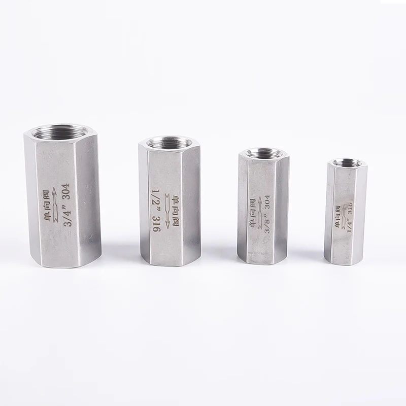 304 Stainless Steel Male/Female Thread PT Thread 1/8" 1/4" 3/8" 1/2" 3/4" Hexagonal Direct Non-Return Inline One-Way Check Valve - imagen 5