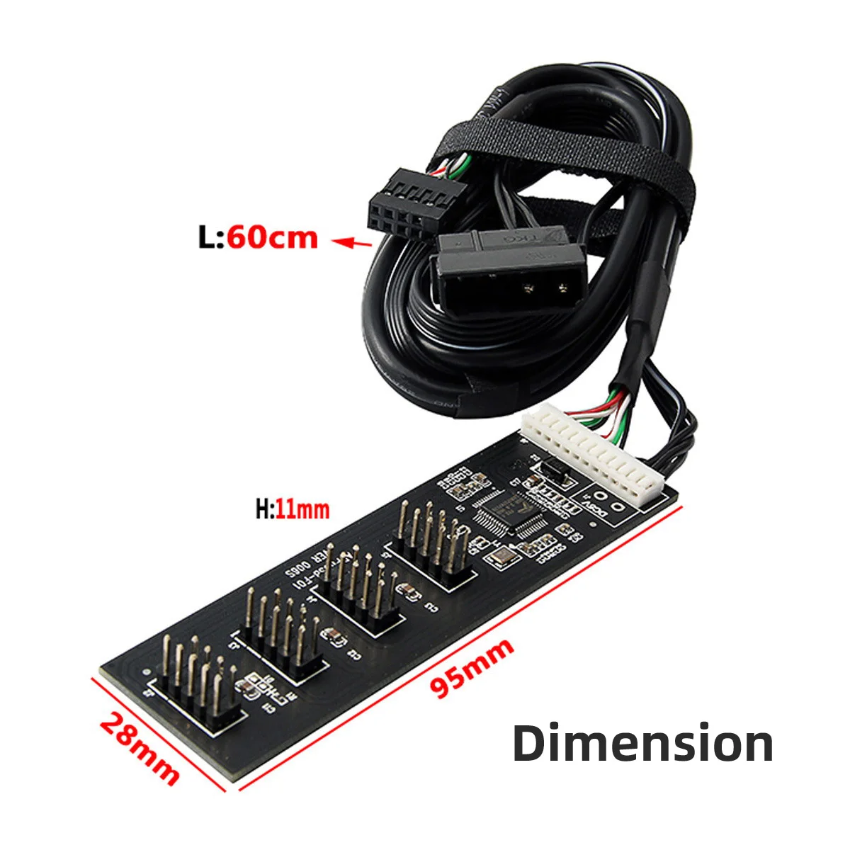 Concentrador de cabezal USB 2,0 de 9 pines de 1 a 4 con alimentación IDE 5V, divisor hembra de 1 a 4, adaptador de extensión, multiplicador de puerto - imagen 3