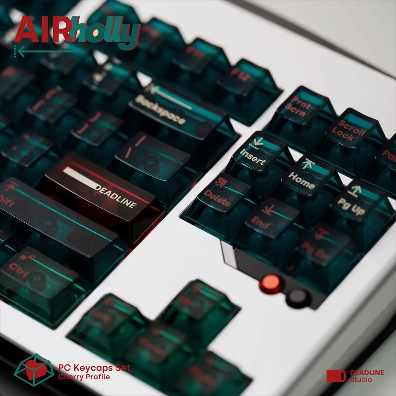 Juego de teclas con tema AirHolly, tapa de teclado translúcida personalizada con perfil de cereza para PC, accesorios de teclado mecánico para juegos, regalo - imagen 4