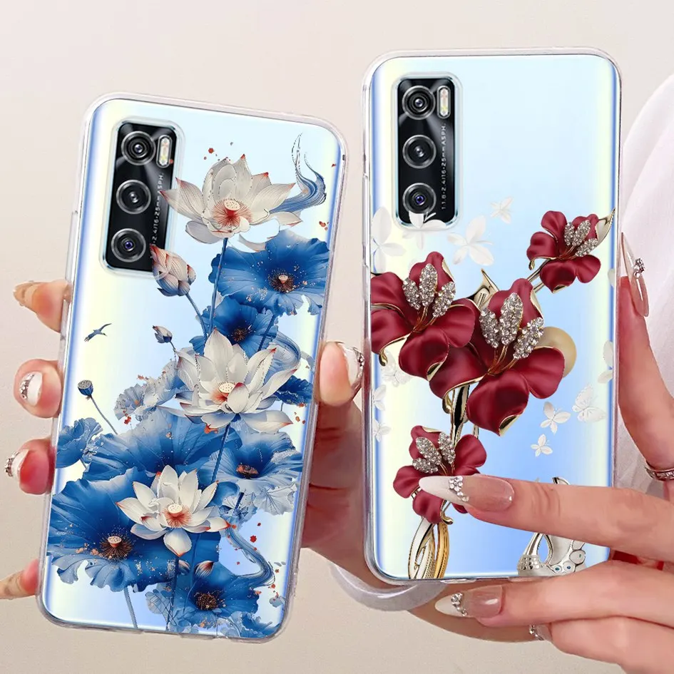 Funda transparente para Vivo V20 SE V 20, funda Popular de silicona suave con flores para Vivo V2022 V2023 V2024 V2025 V20SE Capa - imagen 3